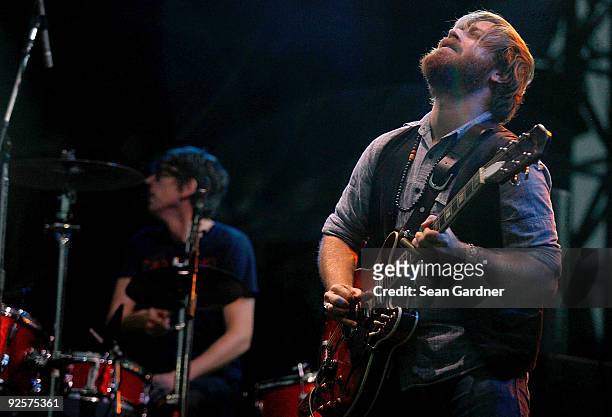 Dan Auerbach and Patrick Carney of the Black Keys performs during the 2009 Voodoo Experience at City Park on October 30, 2009 in New Orleans,...