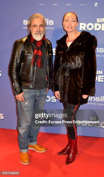 Sergi Arola and Silvia Fominaya attend the photocall premiere of 'Sin Rodeos' at the capitol cinema on February 28, 2018 in Madrid, Spain.