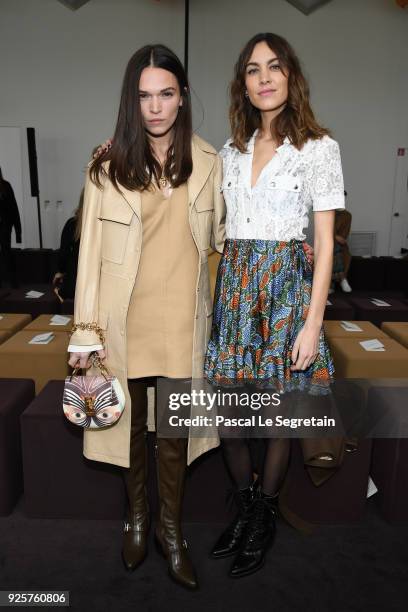 Anna Brewster and Alexa Chung attend the Chloe show as part of the Paris Fashion Week Womenswear Fall/Winter 2018/2019 on March 1, 2018 in Paris,...