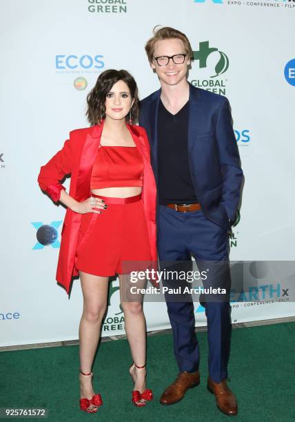 Actors Laura Marano and Calum Worthy attend the 15th annual Global Green pre-Oscar gala on February 28, 2018 in Los Angeles, California.