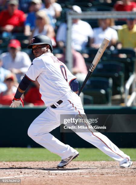 Erik Aybar of the Minnesota Twins in action during the Spring Training game against the St. Louis Cardinals at Hammond Stadium on February 26, 2018...