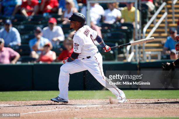 Erik Aybar of the Minnesota Twins in action during the Spring Training game against the St. Louis Cardinals at Hammond Stadium on February 26, 2018...