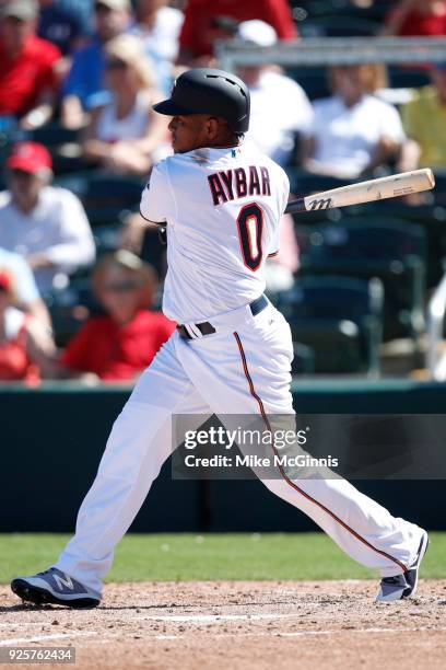 Erik Aybar of the Minnesota Twins in action during the Spring Training game against the St. Louis Cardinals at Hammond Stadium on February 26, 2018...