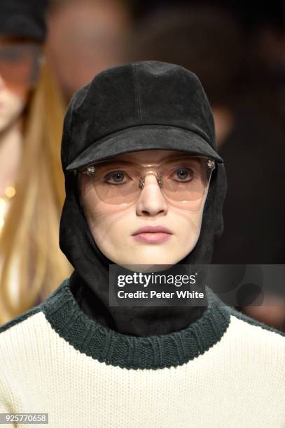 Model, sunglasses detail, walks the runway during the Christian Dior show as part of the Paris Fashion Week Womenswear Fall/Winter 2018/2019 on...