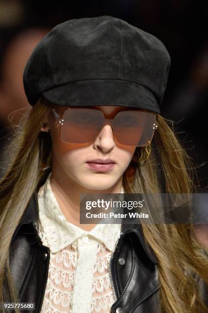 Model walks the runway during the Christian Dior show as part of the Paris Fashion Week Womenswear Fall/Winter 2018/2019 on February 27, 2018 in...