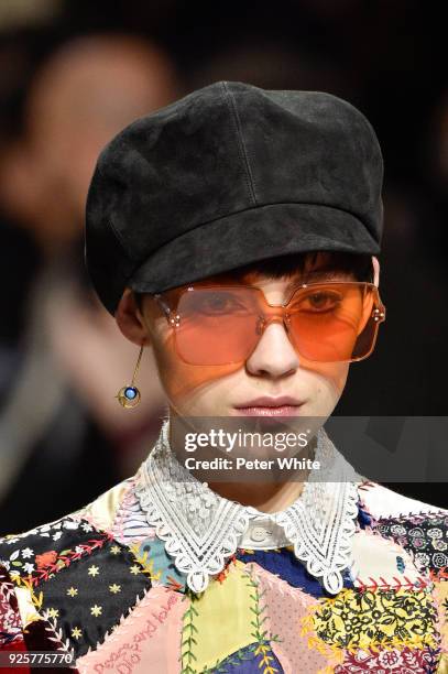 Model walks the runway during the Christian Dior show as part of the Paris Fashion Week Womenswear Fall/Winter 2018/2019 on February 27, 2018 in...