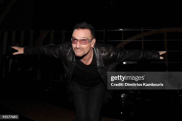 Bono of U2 attends the 25th Anniversary Rock & Roll Hall of Fame Concert at Madison Square Garden on October 30, 2009 in New York City.