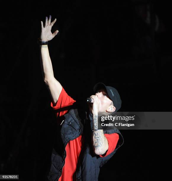 Hip-Hop Vocalist Eminem performs during Day 1 of the 2009 Voodoo Experience at City Park on October 30, 2009 in New Orleans, Louisiana.
