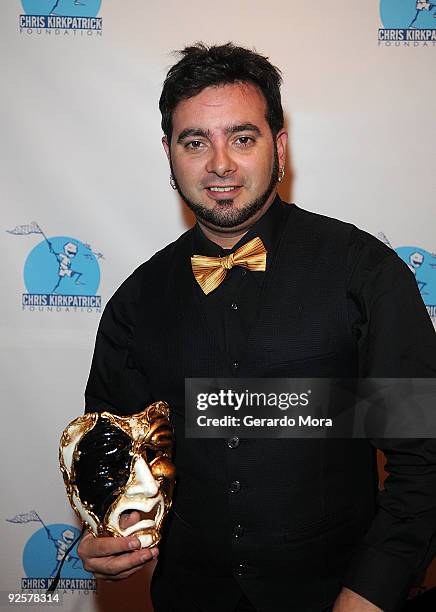 Chris Kirkpatrick pose during the Mask Care Aid Benefit to raise funds for the Chris Kirkpatrick Foundation on October 30, 2009 in Orlando, Florida.