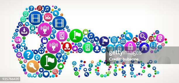 keywords internet communication technology icon pattern - electronic dictionary stock illustrations