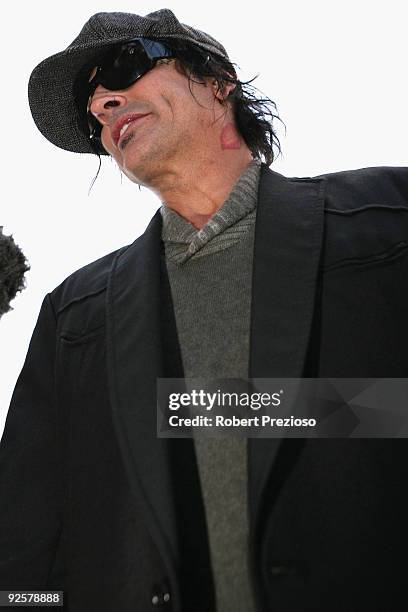 Tommy Lee arrives at the Tabcorp marquee at the AAMI Victoria Derby Day at Flemington Racecourse on October 31, 2009 in Melbourne, Australia.