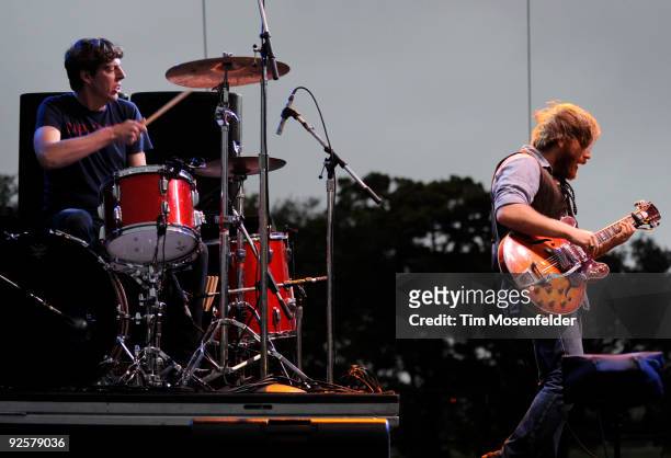 Patrick Carney and Dan Auerbach of The Black Keys perform as part of the 2009 Voodoo Music Experience at City Park on October 30, 2009 in New...