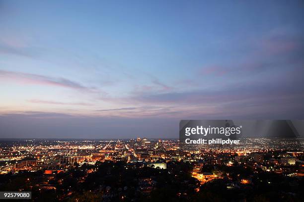 birmingham at night - wide angle - birmingham alabama stock pictures, royalty-free photos & images