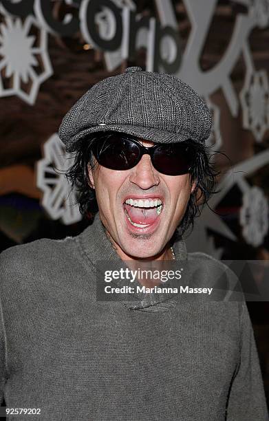 Tommy Lee arrives at the TabCorp marquee at the AAMI Victoria Derby Day at Flemington Racecourse on October 31, 2009 in Melbourne, Australia.