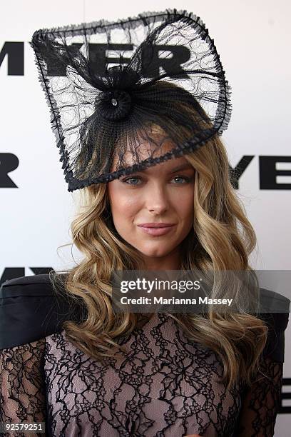 Jennifer Hawkins in the Myer marquee during the AAMI Victoria Derby Day at Flemington Racecourse on October 31, 2009 in Melbourne, Australia.