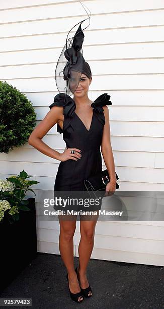 Jodi Gordan arrives at the AAMI Victoria Derby Day at Flemington Racecourse on October 31, 2009 in Melbourne, Australia.
