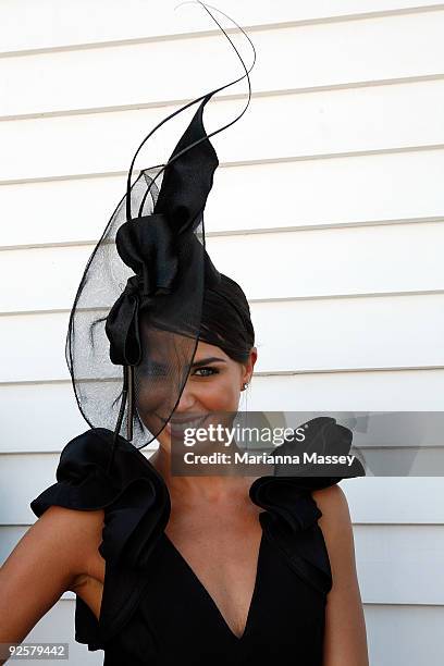 Jodi Gordan arrives at the AAMI Victoria Derby Day at Flemington Racecourse on October 31, 2009 in Melbourne, Australia.