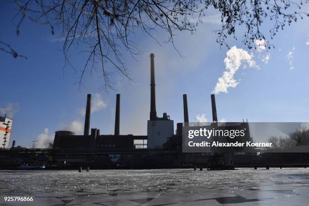 Steam rises from a mill of German steel producer Salzgitter AG on March 1, 2018 in Salzgitter, Germany. Salzgitter, one of Europe's biggest steel...