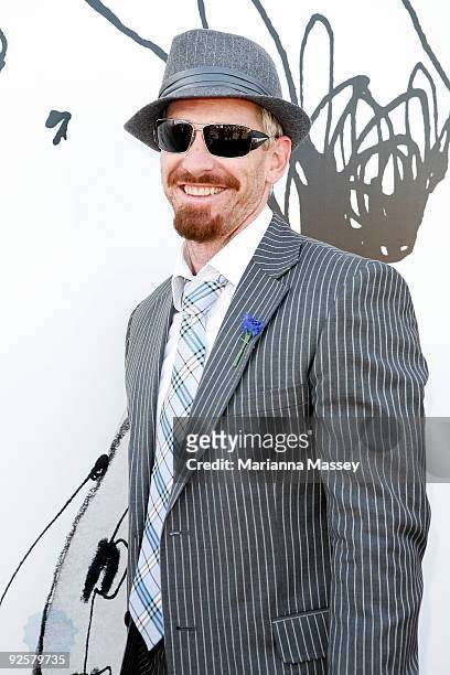 Jason Akermanis arrives at the Myer marquee at the AAMI Victoria Derby Day at Flemington Racecourse on October 31, 2009 in Melbourne, Australia.