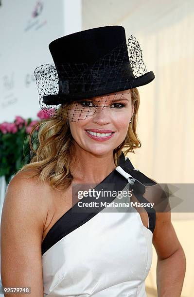 Sonia Kruger arrives at the AAMI Victoria Derby Day at Flemington Racecourse on October 31, 2009 in Melbourne, Australia.