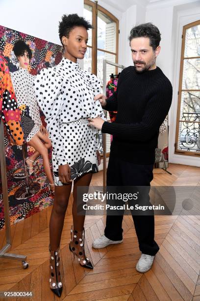 Designer Marco Colagrossi poses during the Emanuel Ungaro presentation as part of the Paris Fashion Week Womenswear Fall/Winter 2018/2019 at Avenue...