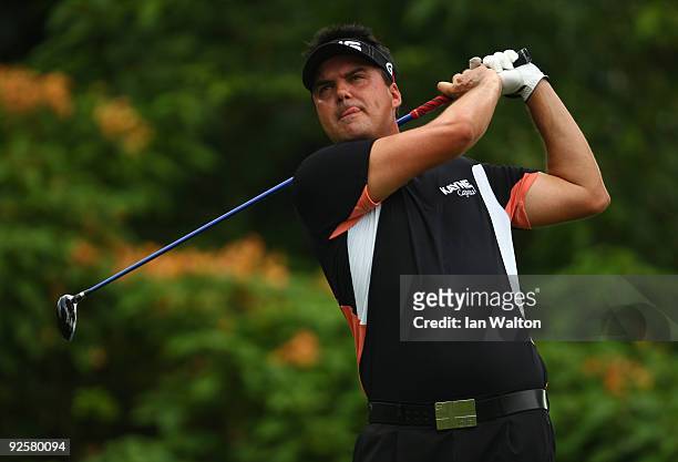 Daniel Chopra of Sweden in action during Round Three of the Barclays Singapore Open at Sentosa Golf Club on October 31, 2009 in Singapore, Singapore.