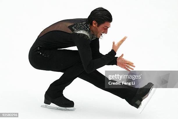 Silver medalist Evan Lysacek of USA skates in the Men Free Skating during the Cup of China ISU Grand Prix of Figure Skating 2009 at Beijing Capital...