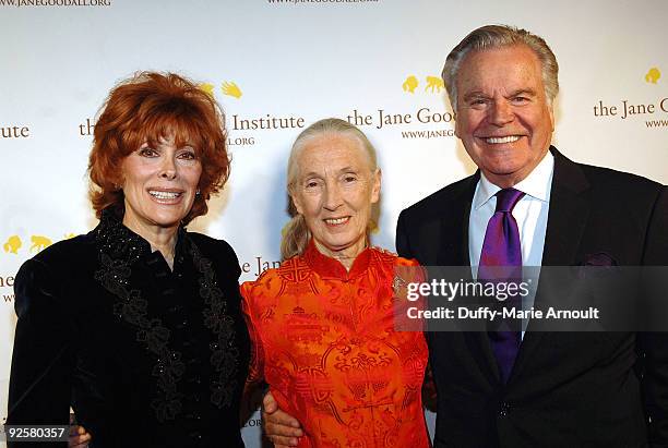 Actress Jill St. John, Dr. Jane Goodall, Founder of the Jane Goodall Institute and a UN Messenger of Peace and Actor Robert Wagner attend the Third...
