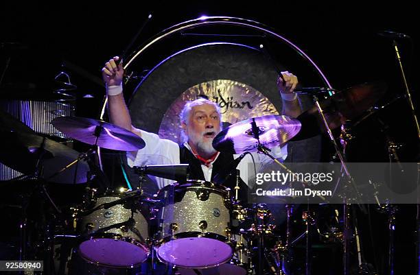 Mick Fleetwood of Fleetwood Mac performs during their 'Unleashed' tour at Wembley Arena on October 30, 2009 in London, England.