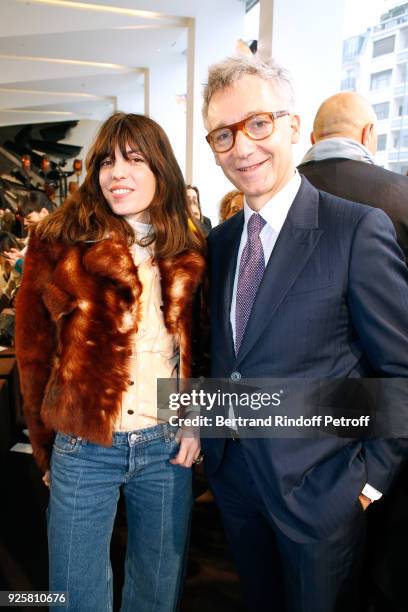 Lou Doillon and CEO of Chloe Geoffroy de la Bourdonnaye attend the Chloe show as part of the Paris Fashion Week Womenswear Fall/Winter 2018/2019 on...