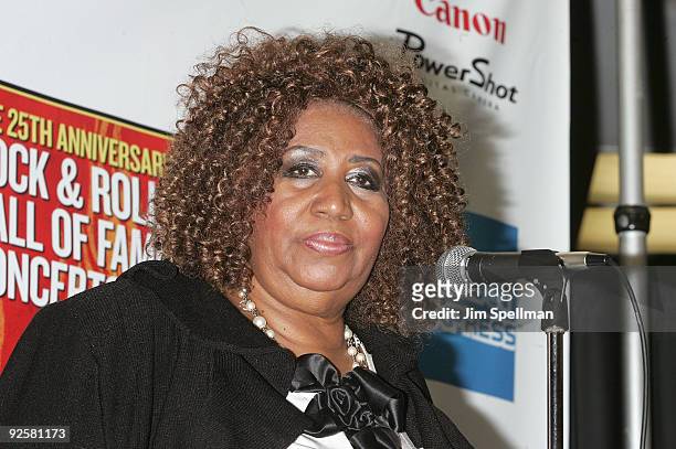 Aretha Franklin attends the 25th Anniversary Rock & Roll Hall of Fame Concert at Madison Square Garden on October 30, 2009 in New York City.
