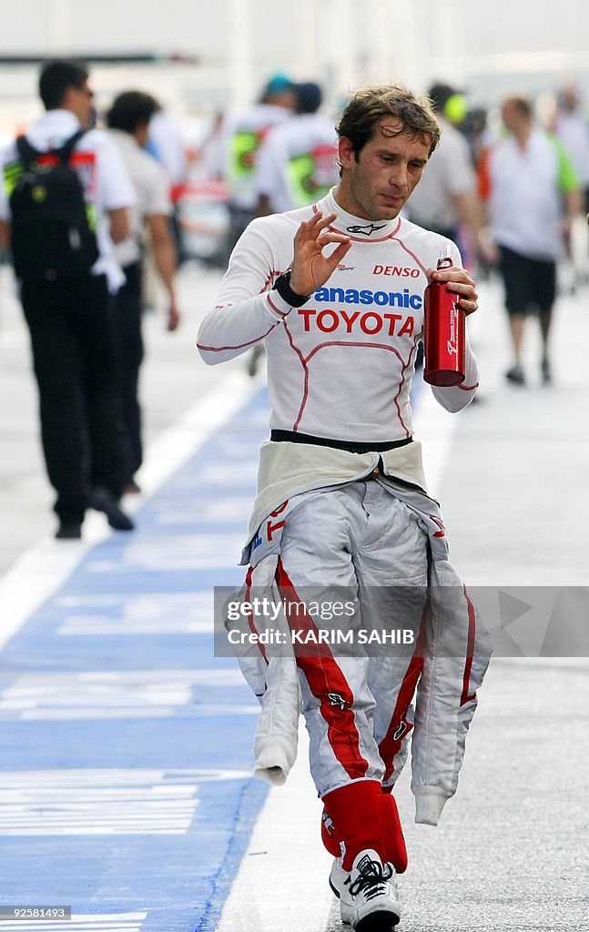 Toyota's Italian driver Jarno Trulli ges