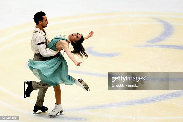 Bronze medalists Federica Faiella and Massimo Scali of Italy skate in the Ice Dancing Free Dance during the Cup of China ISU Grand Prix of Figure...