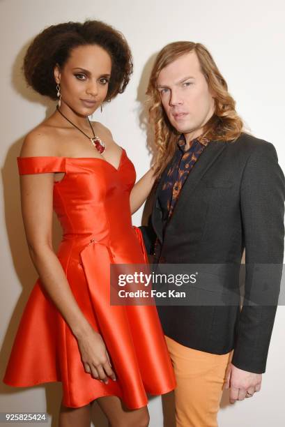 Miss France 2017 Alicia Aylies and Christophe Guillarme attend the Christophe Guillarme show as part of the Paris Fashion Week Womenswear Fall/Winter...