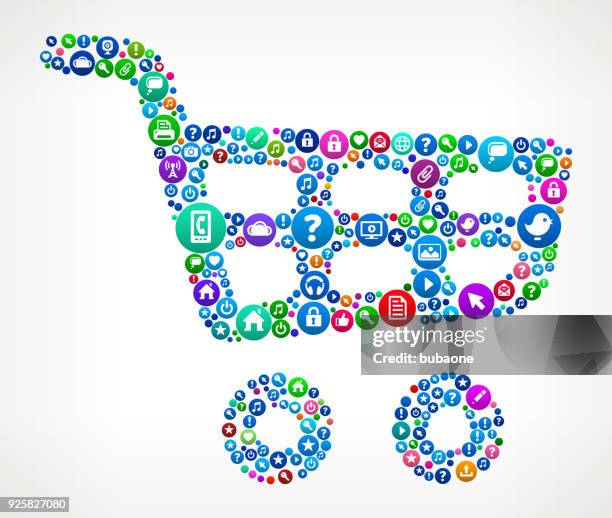 shopping cart internet communication technology icon pattern - loading groceries stock illustrations
