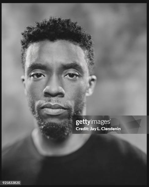 Actor Chadwick Boseman is photographed for Los Angeles Times on January 31, 2018 in Beverly Hills, California. PUBLISHED IMAGE. CREDIT MUST READ: Jay...