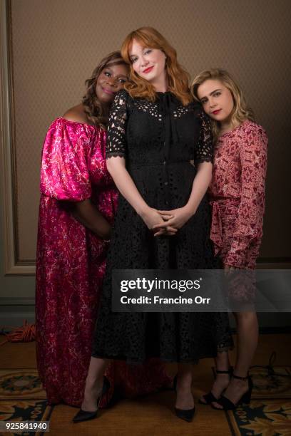 Actresses Christina Hendricks, Retta and Mae Whitman are photographed for Los Angeles Times on January 9, 2018 in Los Angeles, California. PUBLISHED...