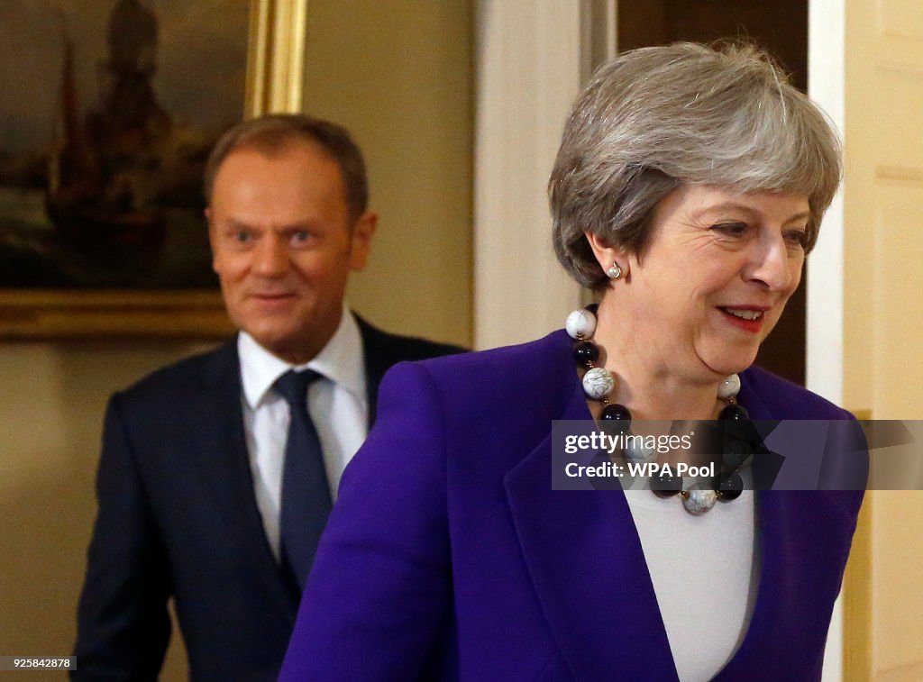 Donald Tusk Visits Theresa May At Downing Street