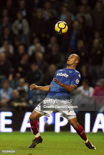 Younes Kaboul of Portsmouth in action during the Barclays Premier League match at Fratton Park on October 31, 2009 in Portsmouth, England.