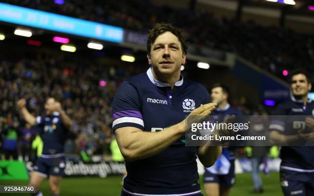 Hamish Watson of Scotland the NatWest Six Nations Championship between Scotland and England at Murrayfield on February 24, 2018 in Edinburgh,...