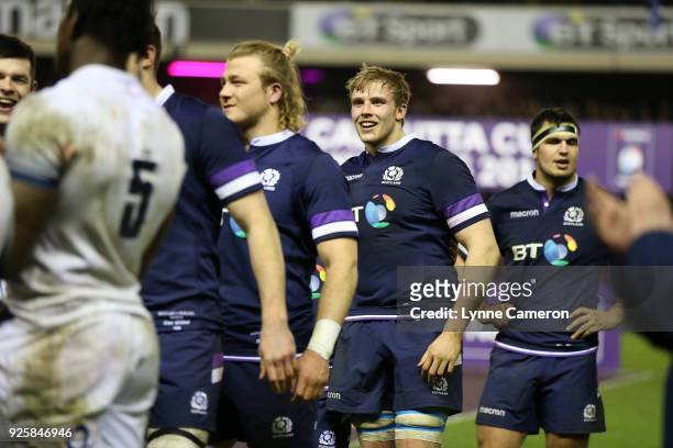 Jonny Gray of Scotland during the NatWest Six Nations Championship between Scotland and England at Murrayfield on February 24, 2018 in Edinburgh,...