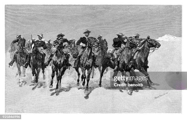 cavalry - early american western art stock illustrations