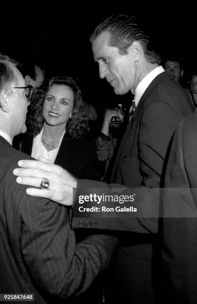 Chris Rodstrom and Pat Riley attend Vanity Fair "Just Say Yes" Benefit on March 22, 1990 at Culver Studios in Culver City, California.