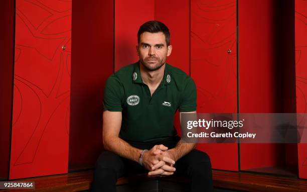 Cricketer James Anderson poses for a portrait during a Brut Media Day at Lancashire County Cricket Club on March 1, 2018 in Manchester, England.