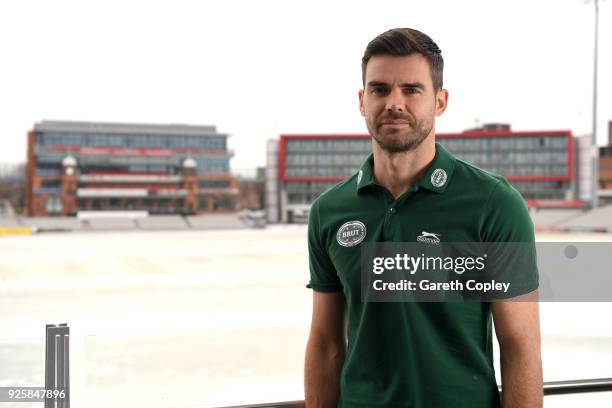 Cricketer James Anderson poses for a portrait during a Brut Media Day at Lancashire County Cricket Club on March 1, 2018 in Manchester, England.