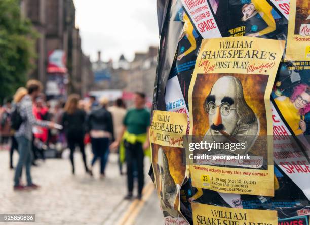 promoting shows in the edinburgh festival fringe - edinburgh international festival stock pictures, royalty-free photos & images