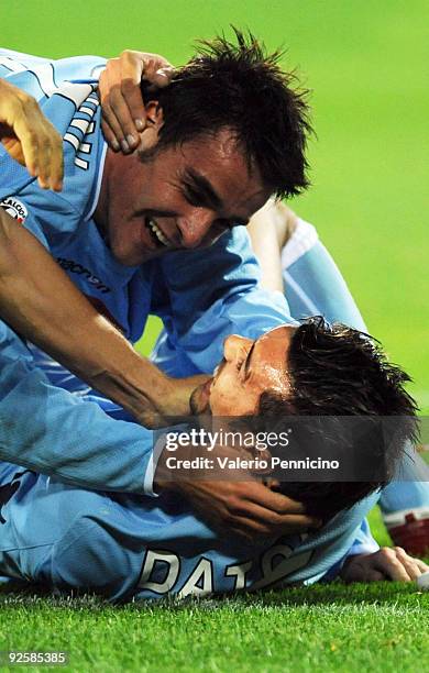 Jesus Alberto Datolo of SSC Napoli celebrate his goal with Luca Cigarini during the Serie A match between Juventus FC and SSC Napoli at Olimpico...