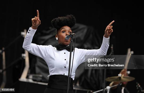 Janelle Monae performs at the 2009 Voodoo Experience at City Park on October 30, 2009 in New Orleans, Louisiana.