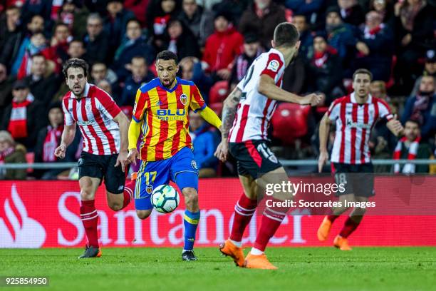 Francis Coquelin of Valencia CF during the La Liga Santander match between Athletic de Bilbao v Valencia at the Estadio San Mames on February 28,...