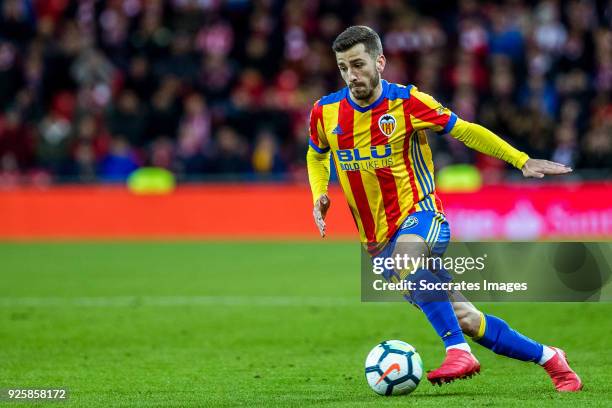 Jose Gaya of Valencia CF during the La Liga Santander match between Athletic de Bilbao v Valencia at the Estadio San Mames on February 28, 2018 in...